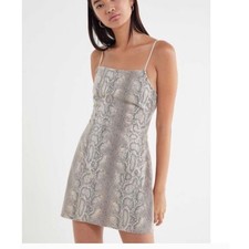 Urban Outfitters Textured Snake Print Mini Dress Open Back Neutral Small