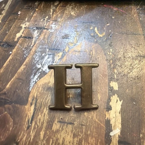 Original CIVIL WAR Brass COMPANY LETTER «H » Insignia for KEPI cap, NOS