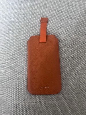 Lucrin Geneva iPhone Genarbtes Leder Hülle mit Lasche , Orange