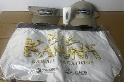 Vtg Outrigger Big Kahuna Beach Tote Bag 2 Hawaii Beach Break Hats Hotels&Resorts
