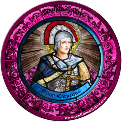 Saint Cornelius the Centurion, patron of soldiers Stained Glass round magnet