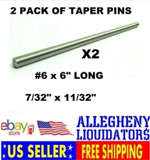 (2 PACK) Plain Steel Taper Pin #6 x 6" Long (Thickness = 0.212" to 0.341") NH