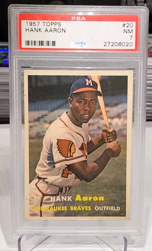 1957 TOPPS #20 HANK AARON PSA 7 NM+  HOF  BRAVES