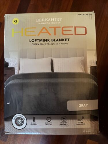 BERKSHIRE Heated Loftmink Blanket in Queen Size 84"x90" Color is Gray