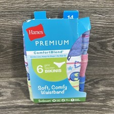 Hanes Premium 6-pack Girl's ComfortBlend Bikinis Tagless Underwear Size 14