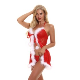 Sexy Lingerie Women Babydoll Teddy Mini Sleepwear Underwear Christmas Xmas Dress