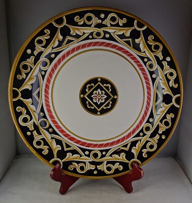 Deruta (Umbria) Barocco Nero Fima 12.75'' Round Serving Platter - Mint