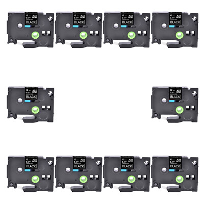 10PK Compatible Brother PTE100 TZ-335 TZe-335 White on Black Label Tape 12mm