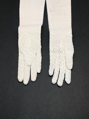 White formal stretch gloves Van Raalte Vintage off 100% Nylon Made in Japan - Picture 9 of 12