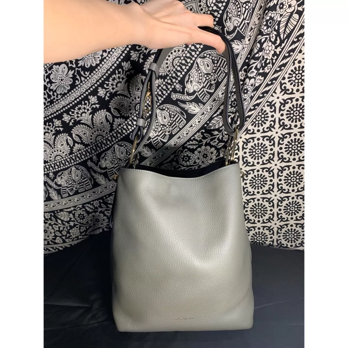 Strathberry Lana Midi Bucket Bag Grey