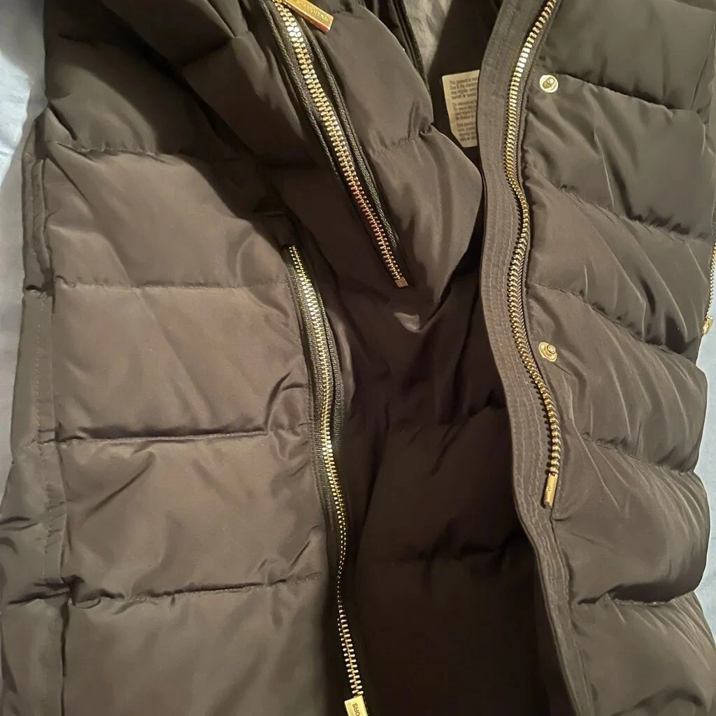 Michael Kors Cappotto laterale cerniera da donna nero con cappuccio nascosto