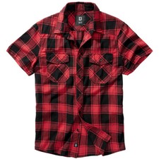 Image of Brandit Half Sleeve Check Shirt Holidays Travel Casual Urbanwear Mens Red/Black