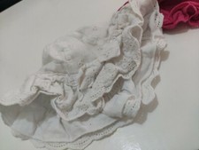 Pink and white eyelet lace design with bow ruffle summer hat for babies by TU