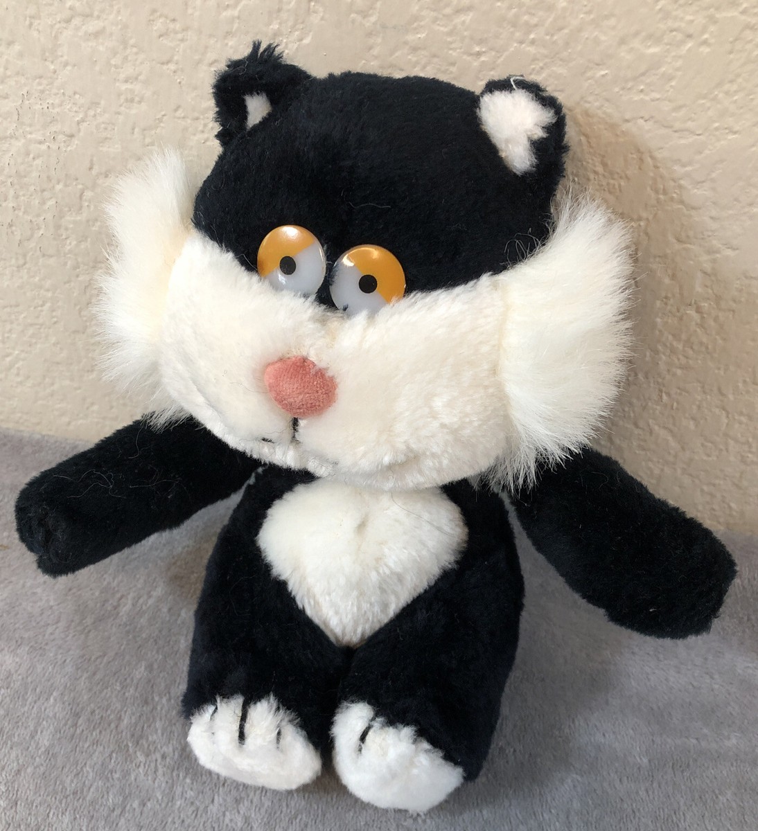 1983 Commonwealth Black White Cat Vintage 80s Plush Stuffed Animal