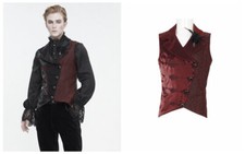 Devil Fashion Men Black Retro Embroidery Feather Decor Gothic Party Waistcoat