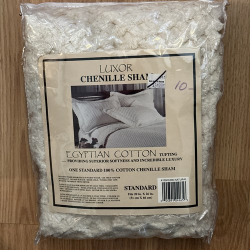 Vintage Luxor Chenille Shame Einzelbett Standard 20x26 Kissenbezug Bett - Bild 2 von 4