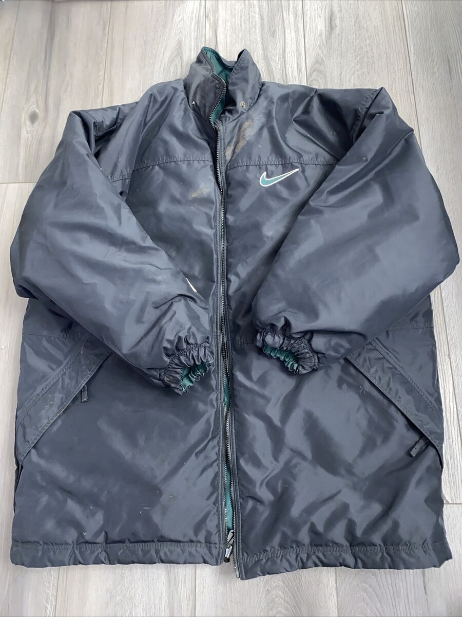 NIKE Reversible Puffer Coat Vintage Black/Green 90s Swoosh NIKE Reversible Puffer Coat Vintage Black/Green 90s Swoosh