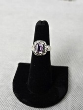 Sterling Silver Ornate Amethyst Ring Size 5.75 Gemstone Womens