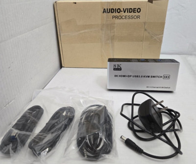 KVM SWITCH Audio-Video Processor 8K HDMI+DP USB 3.0 3x3 3-Channel Ultra HD