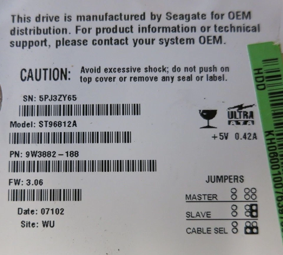 Seagate ST96812A 9W3882-188 Momentus 5400.2 60GB 5400RPM 8MB 2.5" ATA-100 HDD - Image 4 of 4