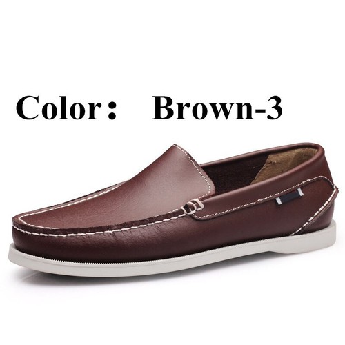 Men Genuine Leather Casual Shoes Breathable Loafers Flat Moccasins Walking Shoes - Picture 15 of 40