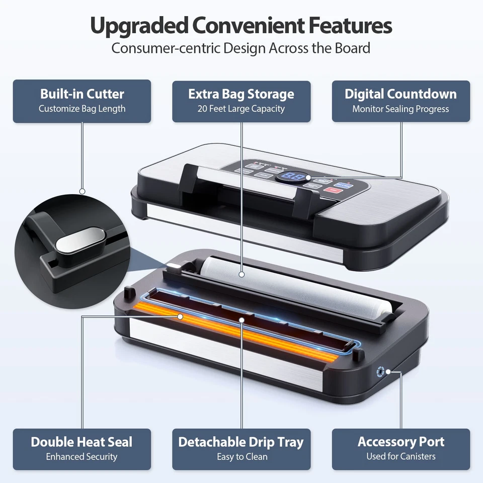 95Kpa Powerful Vacuum Sealer, Beelicious Food Sealer with 10-in-1 Functions - Image 3 of 4