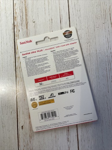 Carte MicroSDHC UHS-I Sandisk Ultra Plus avec adaptateur 32 Go 130 Mbps - Photo 2 sur 3