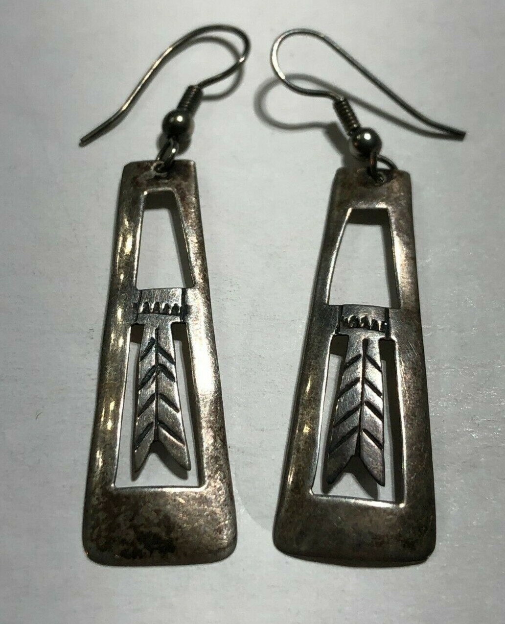 Native American Rectangle Feather Dangle Earrings… - image 2