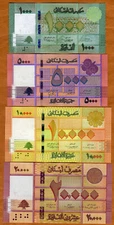 SET Lebanon, 1000-5000-10000-20000 Livres, 2016-2021, P-New UNC