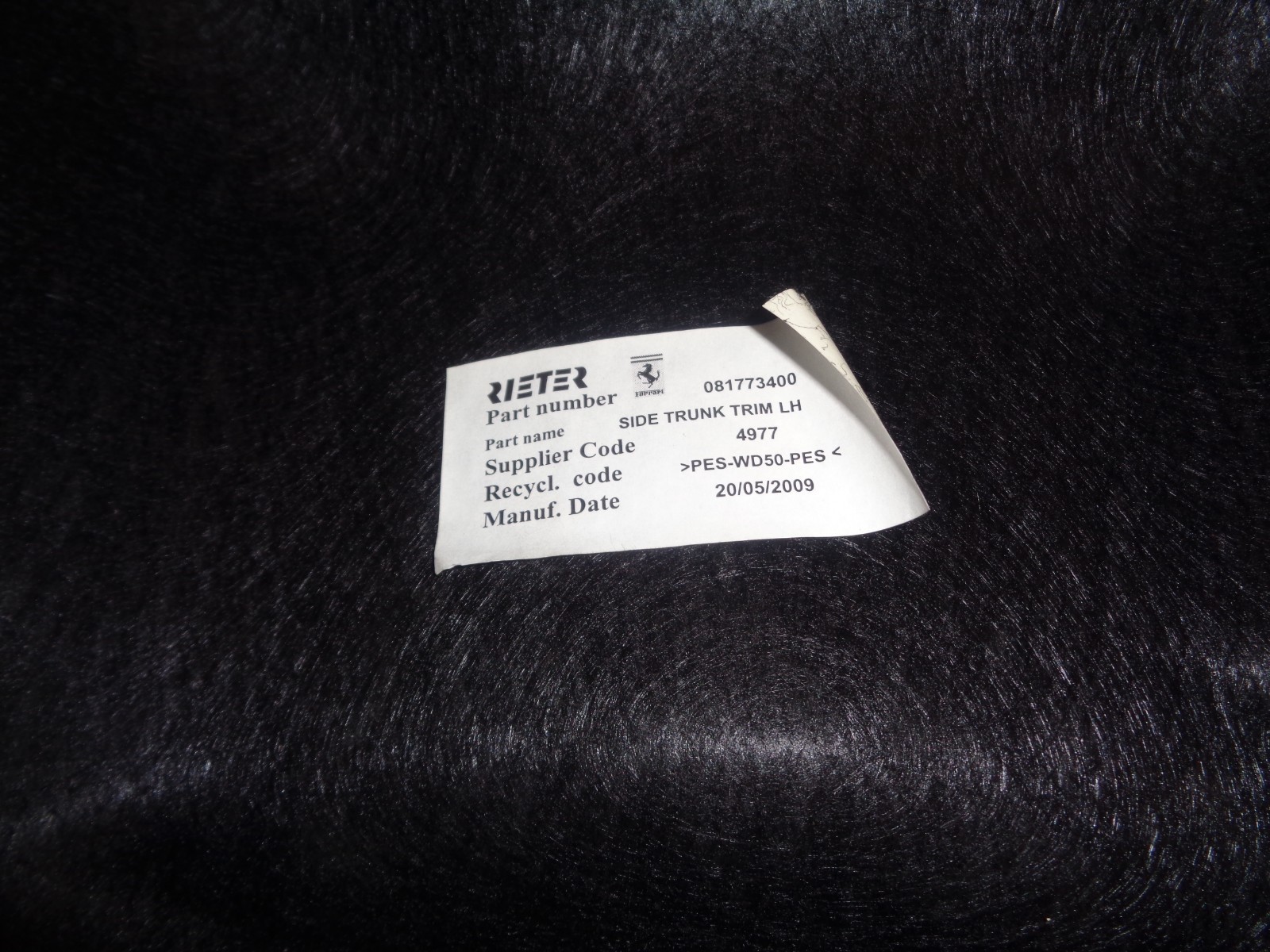 Ferrari California. LH Side Trunk Trim...Part# 81773400