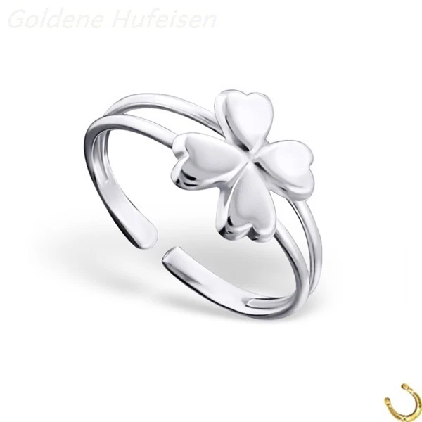 ZEHENRING Kleeblatt 925 Sterling Silber Ring Blatt Fuß-Ring Blume z-574