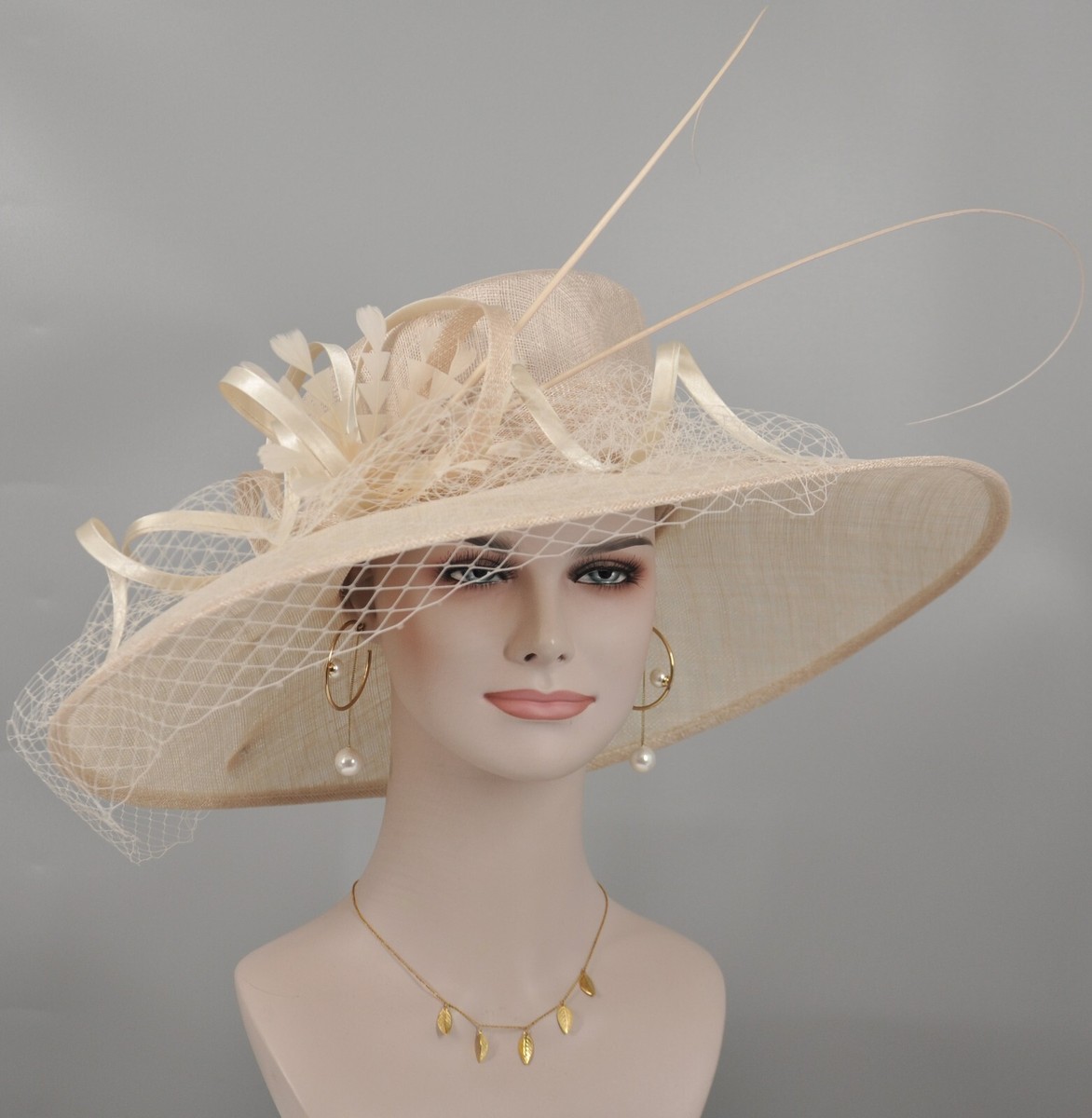 Stunning Vintage Champagne/Taupe Dress Hat by Mr.Song Stunning Vintage Champagne/Taupe Dress Hat by Mr.Song main image 3