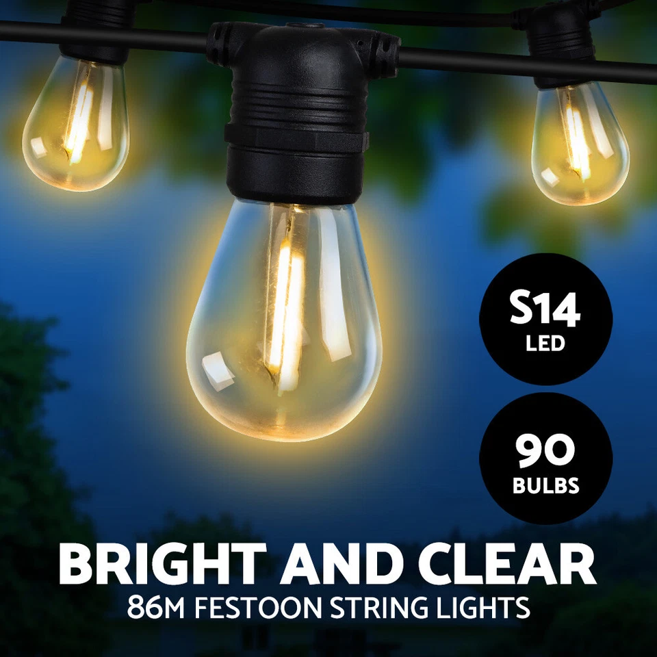 86m LED Festoon String Lights Christmas Decorations Wedding Party Outdoor Garden