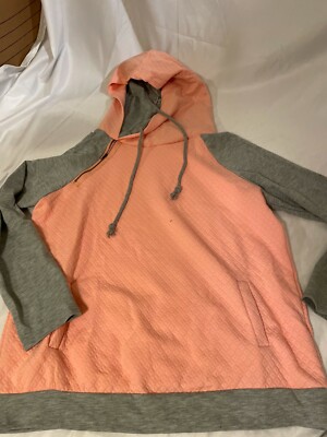 Sweat à Capuche Asymétrique ZIPPE - Marque Zulily - Taille XL Femme - Couleur Pêche & Gris - Neuf Avec étiquettes