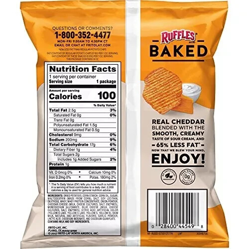 Baked, Ruffles Cheddar & Sour Cream, 0.8 Ounce (Pack of 60) | eBay