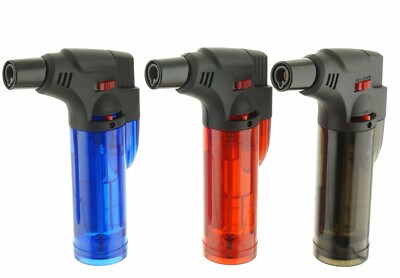 3 Pack Jumbo 4'' Single Jet Flame Torch Gun Lighter Refillable Lockable Windproof
