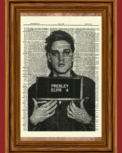 Elvis Presley Mugshot Art 11 X 17 - Incredible 1970s Painted Photo