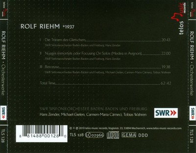 VARIOUS ARTISTS ROLF RIEHM: DIE TRÄNEN DES GLETSCHERS; NUAGES IMMORTELS; BERCEUS