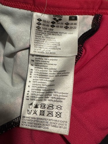 arena Women’s Plus Size One Piece Swimsuit Light Drop Back Pink Black Sport, 1X - Picture 9 of 11