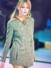 CHANEL Boutique 96A Museum Tweed Jacket GRIPOIX CC buttons 24K GOLD FR40-FR38