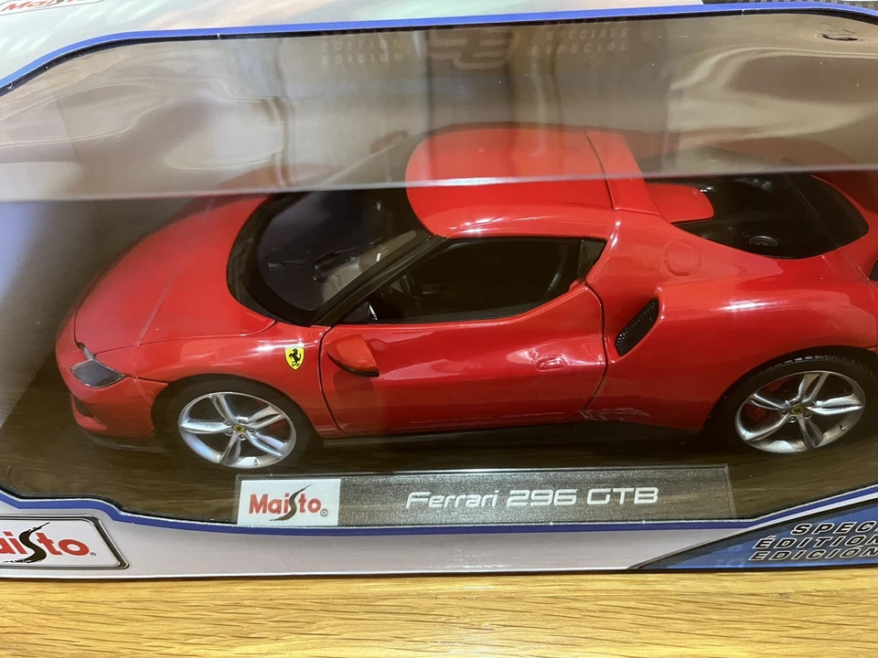 Maisto Ferrari 296 GTB 红色压铸汽车 1: 18 比例特别版全新 — 第 4/4 张图片