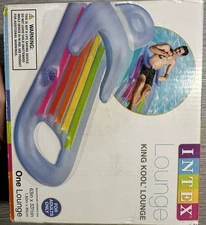 Intex King Kool Lounge Floating Swimming Pool Lounger Headrest & Cupholder 63x33