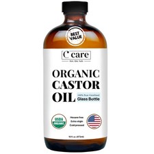 Pure Organic Castor Oil 16oz - Cold Pressed, Hexane Free for Hair, Skin,