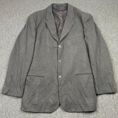 Emporio Armani Blazer Herren 54 Grau Fischgrät Wolle Kaschmir Italy Sakko