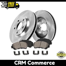 Callahan Front Drilled Slotted Brake Disc Rotors and Ceramic Brake Pads + Hardwa