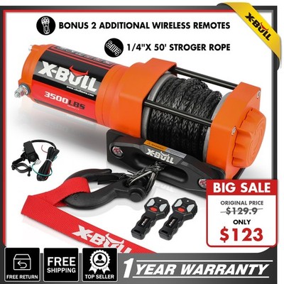 X-BULL Electric Winch 3500LBS Wireless Remote Control ATV UTV Trailer Towing 12V