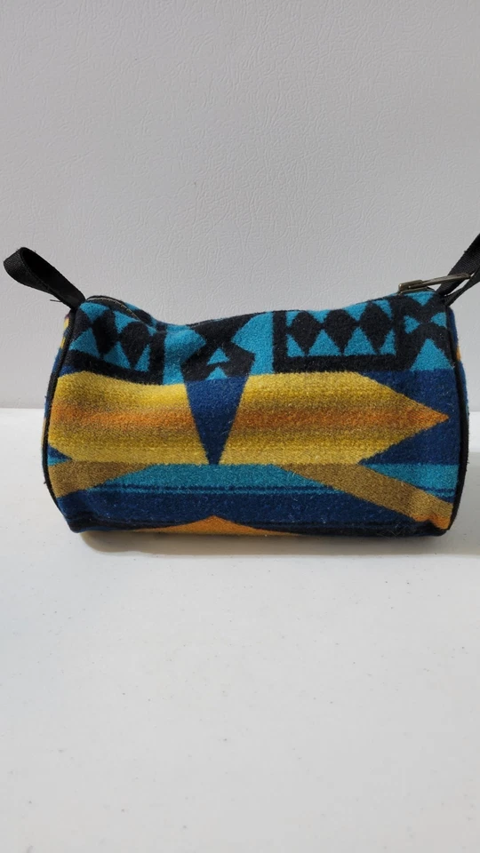 Pendleton Travel Kit Bag, Yellow, Black and Blue Purple Wool Bag - Image 4 of 4
