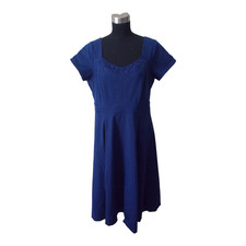TORRID Woman Plus Dark Blue Lace Trim Scoop Neckline Cap Sleeve Dress Sz 18
