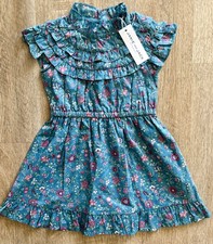 Janie  Jack The Everyday Edit 2024 Dress Teal Ditsy Floral Ruffle Size 3 NWT