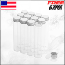 Glass Clear Test Tubes W/ Screw Caps Plastic Stoppers Leak Proof 12PC 80ml